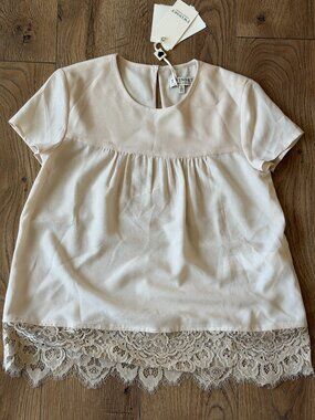 Twinset Simona Barbieri Girl's Cream Short Sleeve Blouse Size: 10